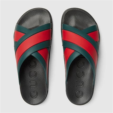 gucci rubber slides red green|gucci web slides pink.